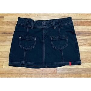 Edc by Esprit Women's 36 Black Skirt Denim Cotton Mini Grunge Festival Y2k